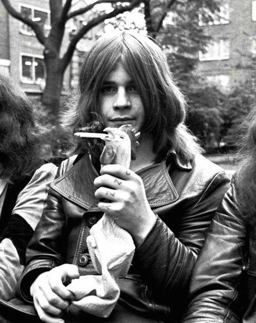 Ozzy Osbourne and a rubber chicken....