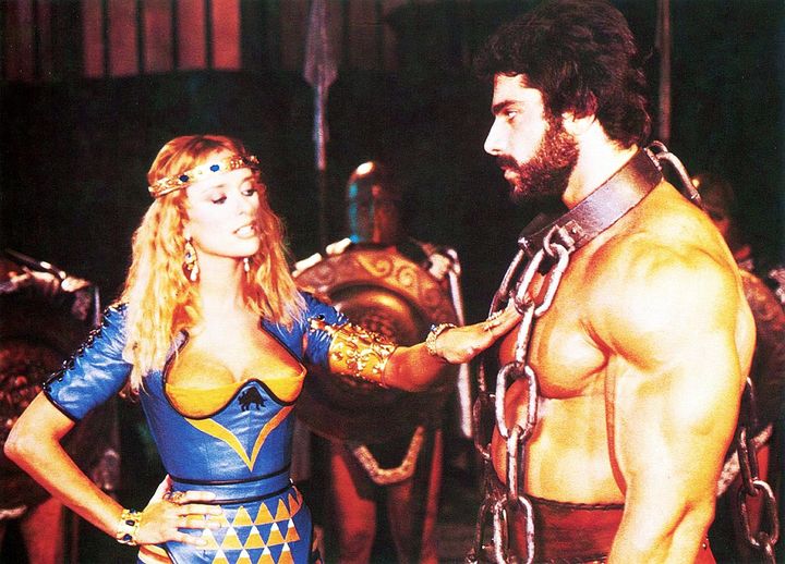 Sybil Danning  and Lou Ferrigno in Hercules (1983)....