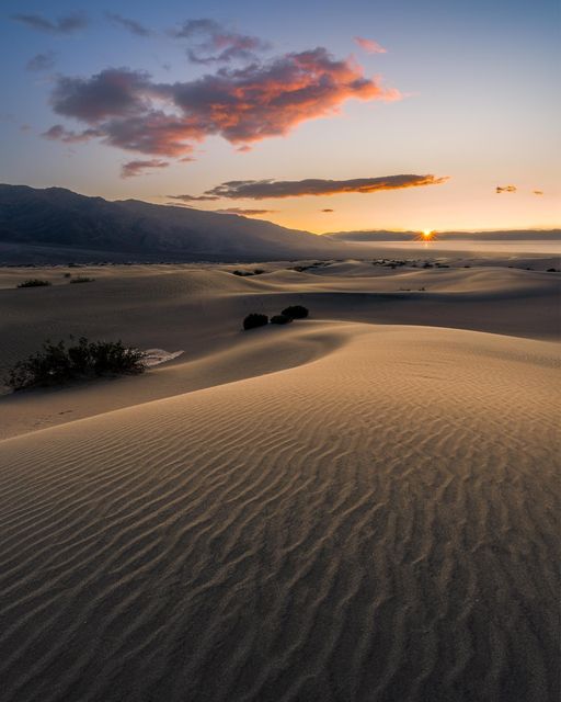 Beautiful Patterns at Mesquite Sand Dunes, Death Valley National Park, Californi...