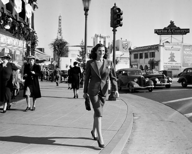 Rita Hayworth on Hollywood Boulevard, 1939....