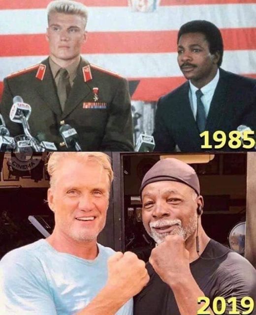Dolph Lundgren & Carl Weathers then and now!!... 1
