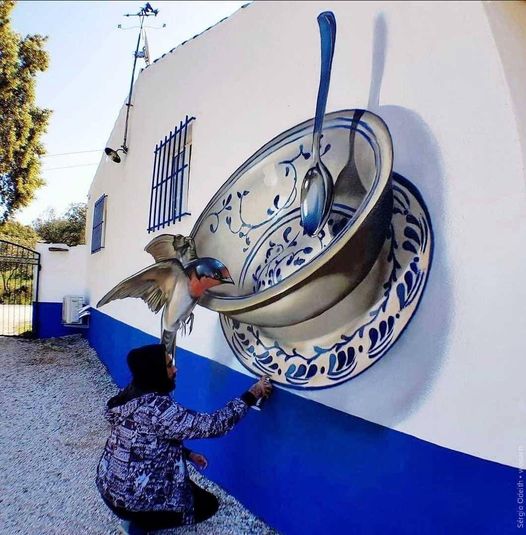 Street art (ώρα για τσάι) Από τον Πορτογάλο καλλιτέχνη Odeith... 1