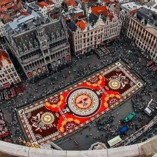 Ένα ασυνήθιστο χαλί από 500.000 ντάλιες και μπεγκόνιες στη Grand Place στις Βρυ... 1