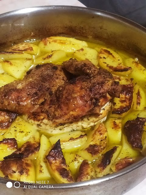 Κοτόπουλο λεμονάτο στο φούρνο με πατάτες λουκουμάκι !!!... 1