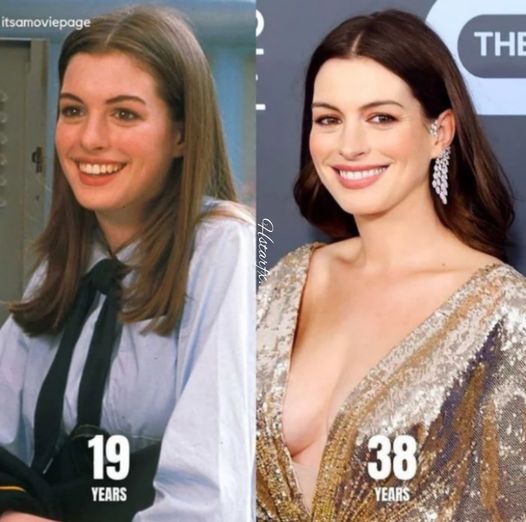 Anne Hathaway then vs now... 1
