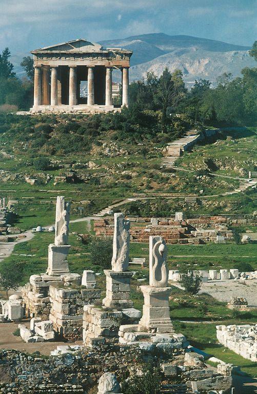 The Temple of Hephaestus ,( in Greek ΗΦΑΙΣΤΟΣ ) in Athens, Greece (near Acropo... 1