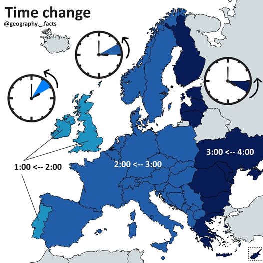 Χάρτης με το πότε η Ευρώπη αλλάζει την ώρα... 1