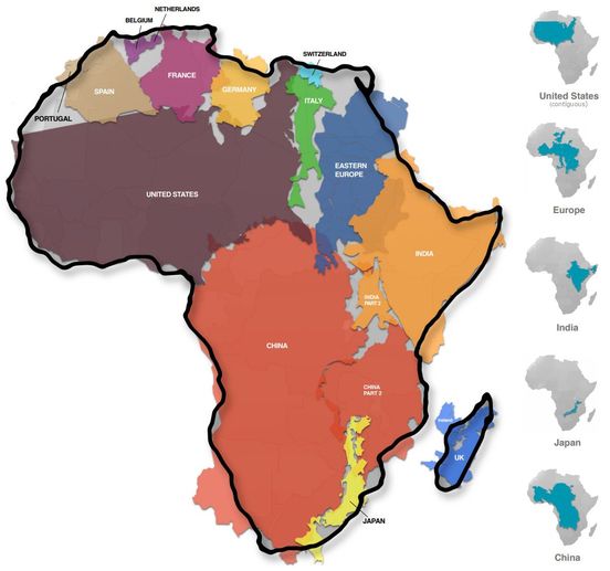 Καλύτερο χάρτη για να αντιληφθούμε το πραγματικό μέγεθος της Αφρικής δεν θα βρού... 1