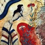 Μινωική τοιχογραφία στο «Σπίτι των Γυναικών» στη Θήρα/Ακρωτήρι, το σημερινό νησί Σαν...